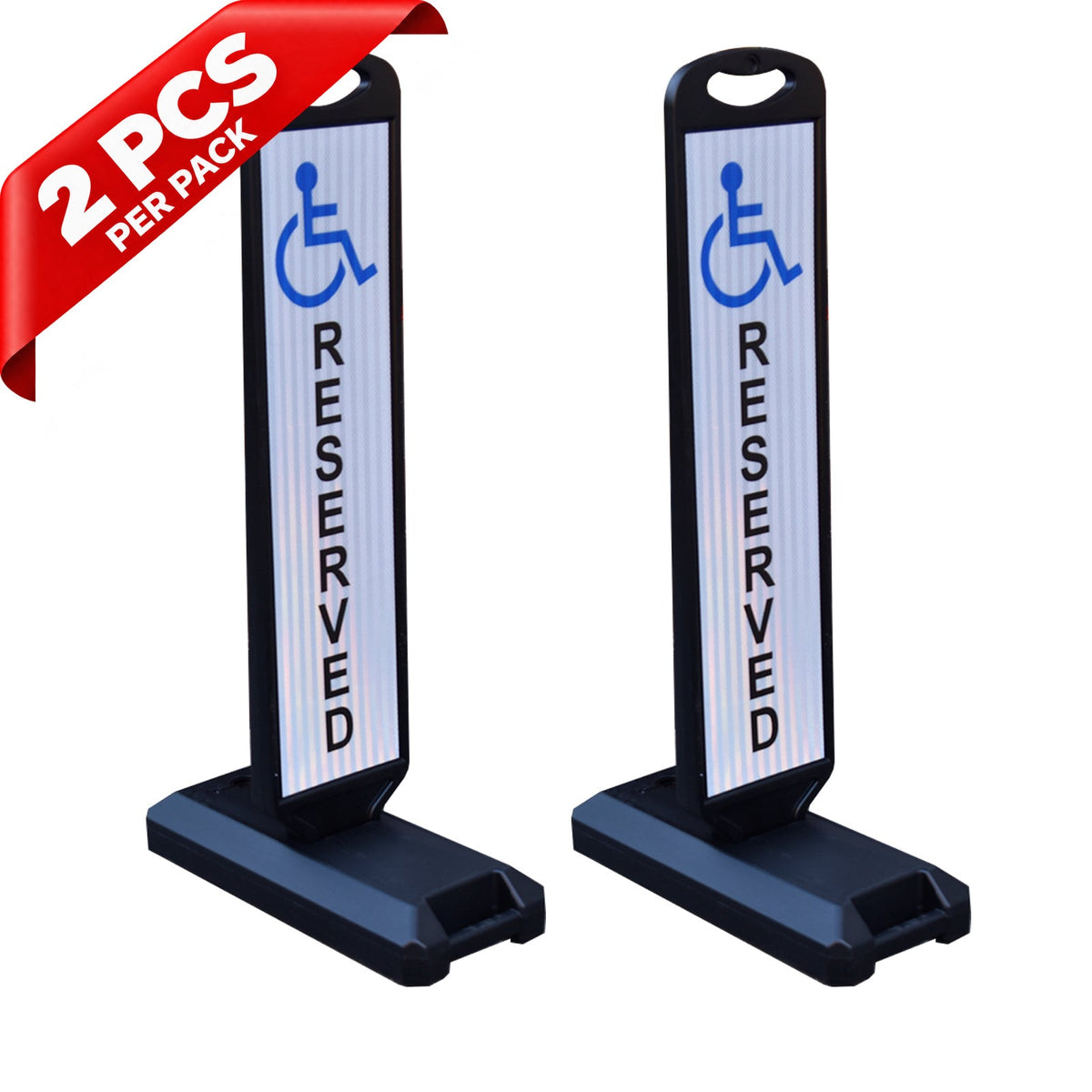 Vertical Panel with Pedestrian Cross Sign,Valet Parking,No Parking,ADA Sign - full setup