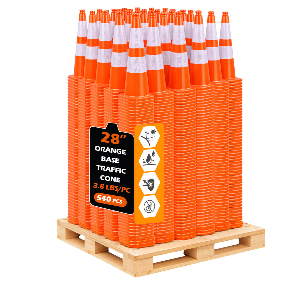 Solid Orange Economy Traffic Cones