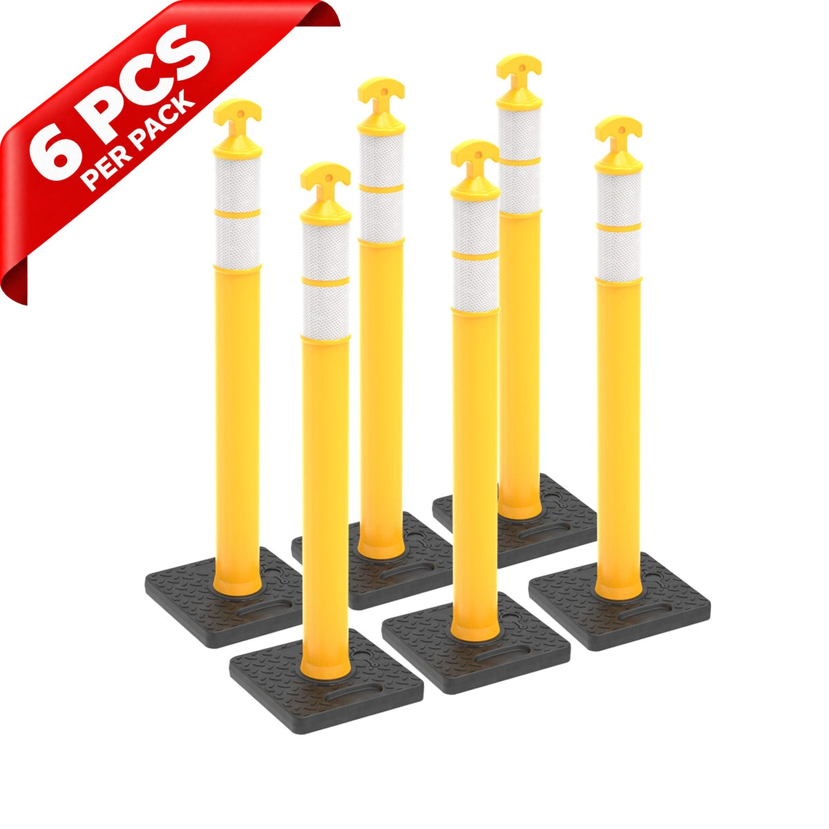 6PCS T-Top Delineator Post with Rubber /Water Filled Base - with accessories