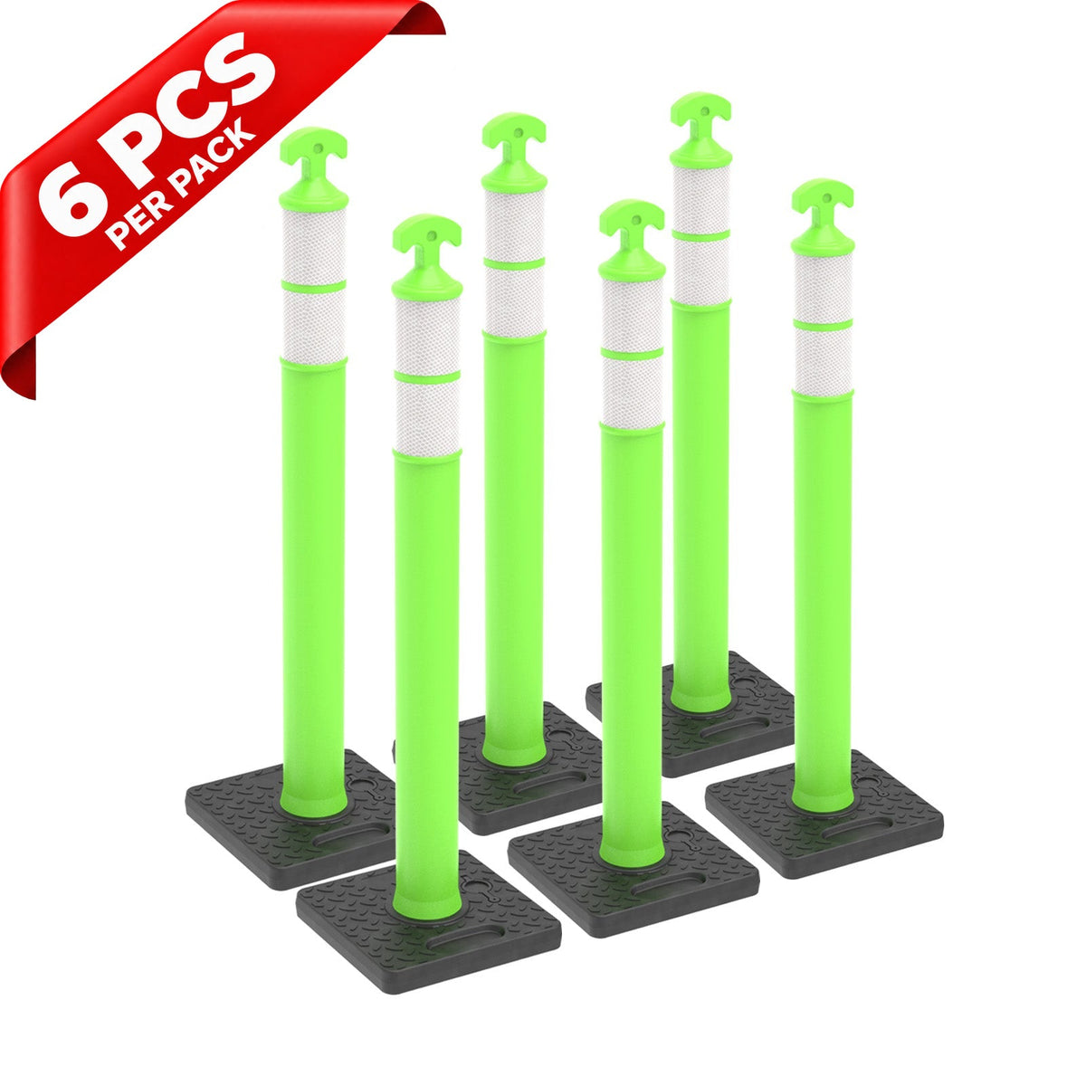 6PCS T-Top Delineator Post with Rubber /Water Filled Base - in use on site