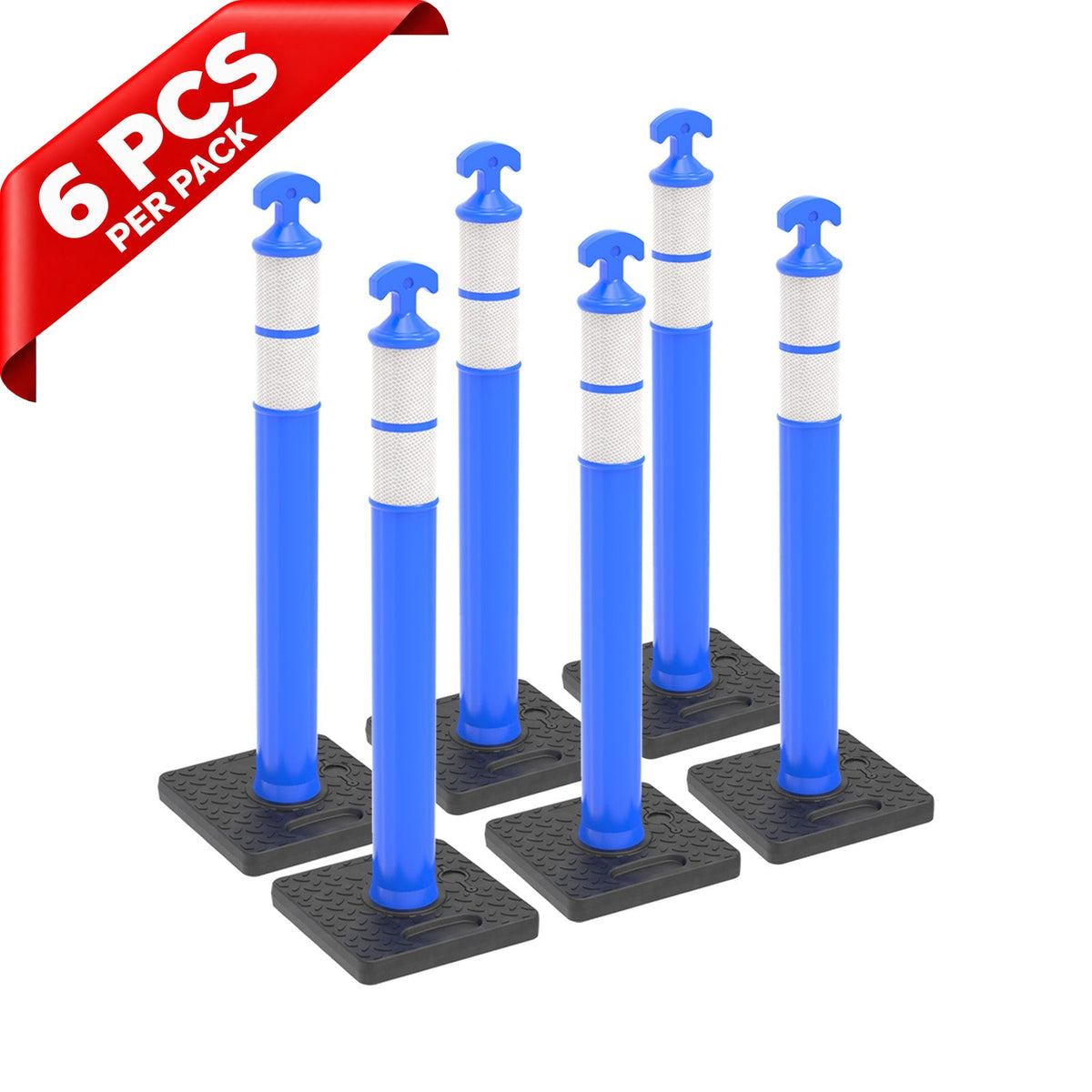 6PCS T-Top Delineator Post with Rubber /Water Filled Base - front view