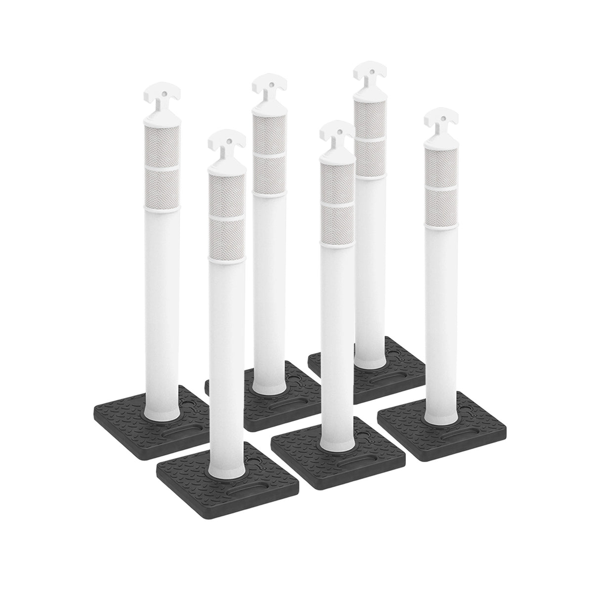 6PCS T-Top Delineator Post with Rubber /Water Filled Base - comparison view
