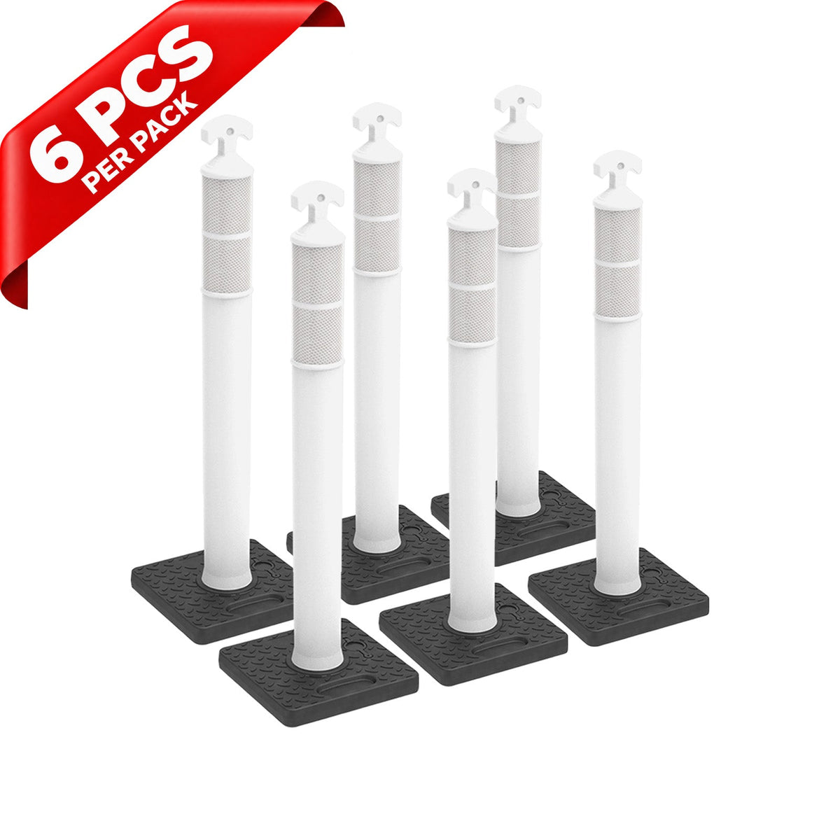6PCS T-Top Delineator Post with Rubber /Water Filled Base - comparison view