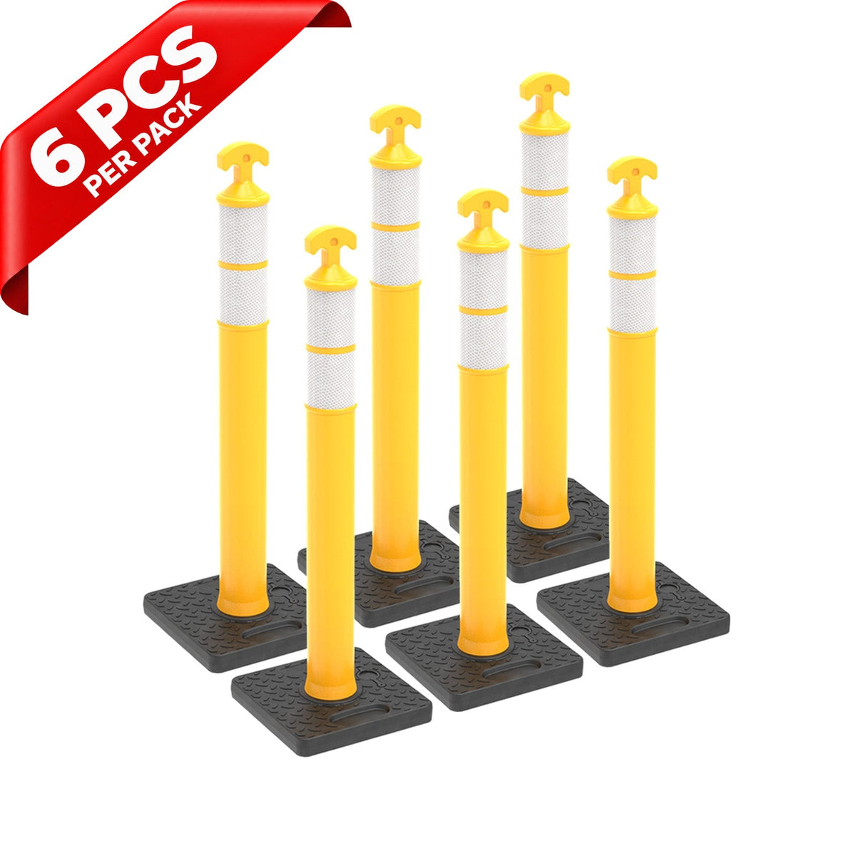 6PCS T-Top Delineator Post with Rubber /Water Filled Base - side angle