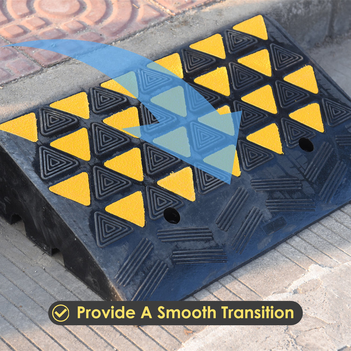 6Inch Heavy Duty Rubber Curb Ramp with Yellow Reflector