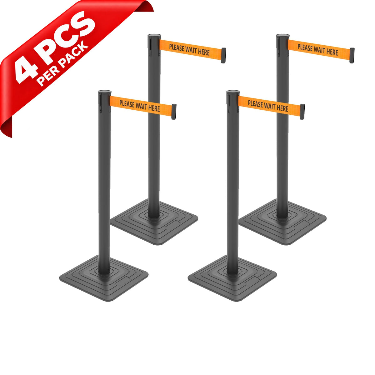 10ft Retractable Belt Stanchion Barrier - side angle