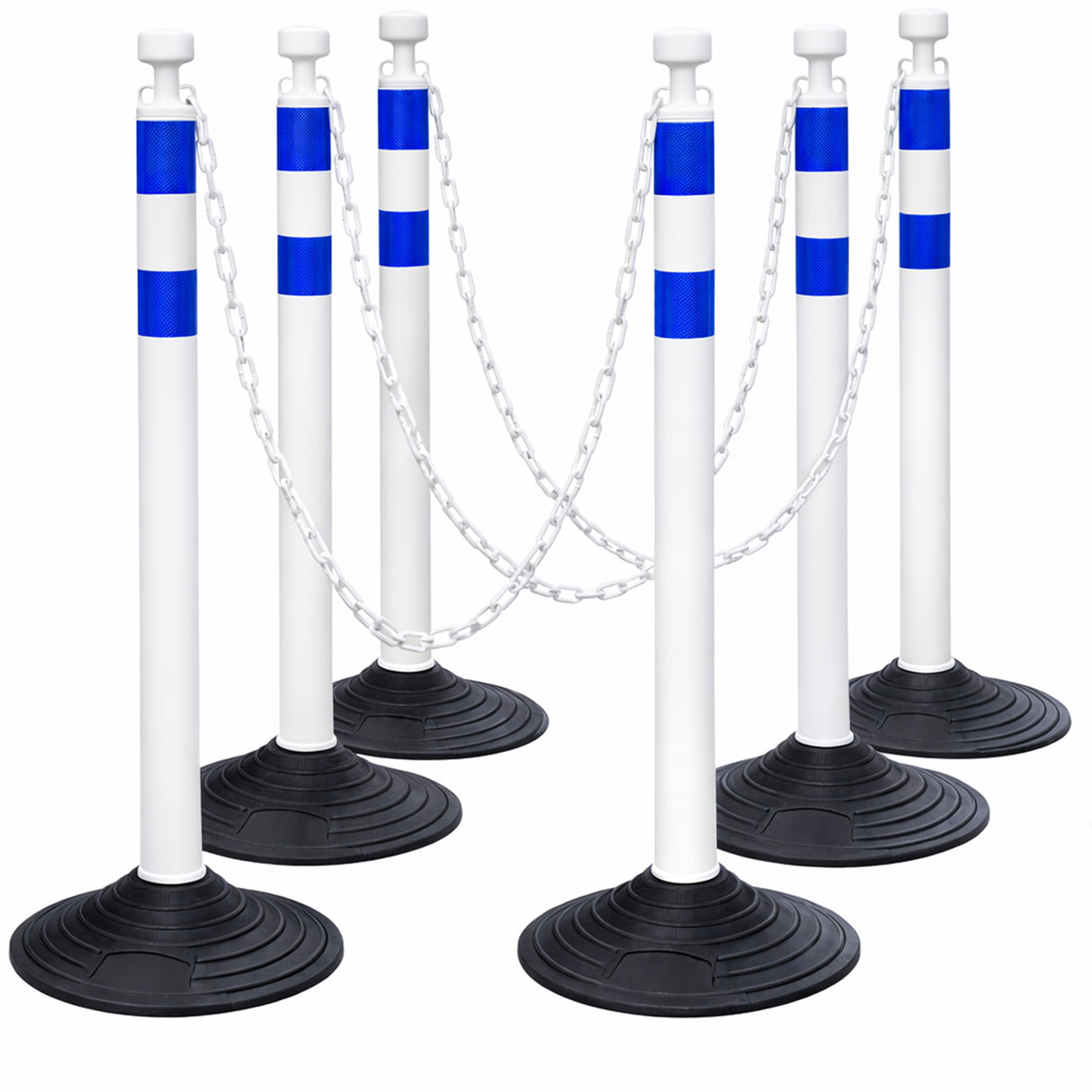 6-Pack Chain Stachion Post with Heavy Rubber or Water Filled Base - close-up detail