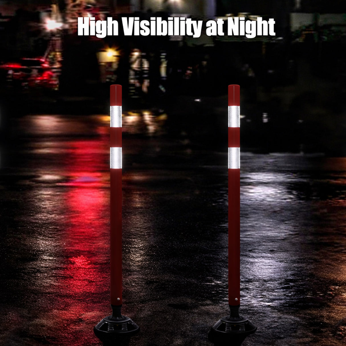 Flexible Surface Mount Delineator Post - Durable Traffic Safety Post for Parking Lots, Construction Zones, and Roadway Marking - Easy to Install, High Visibility, Impact-Resistant