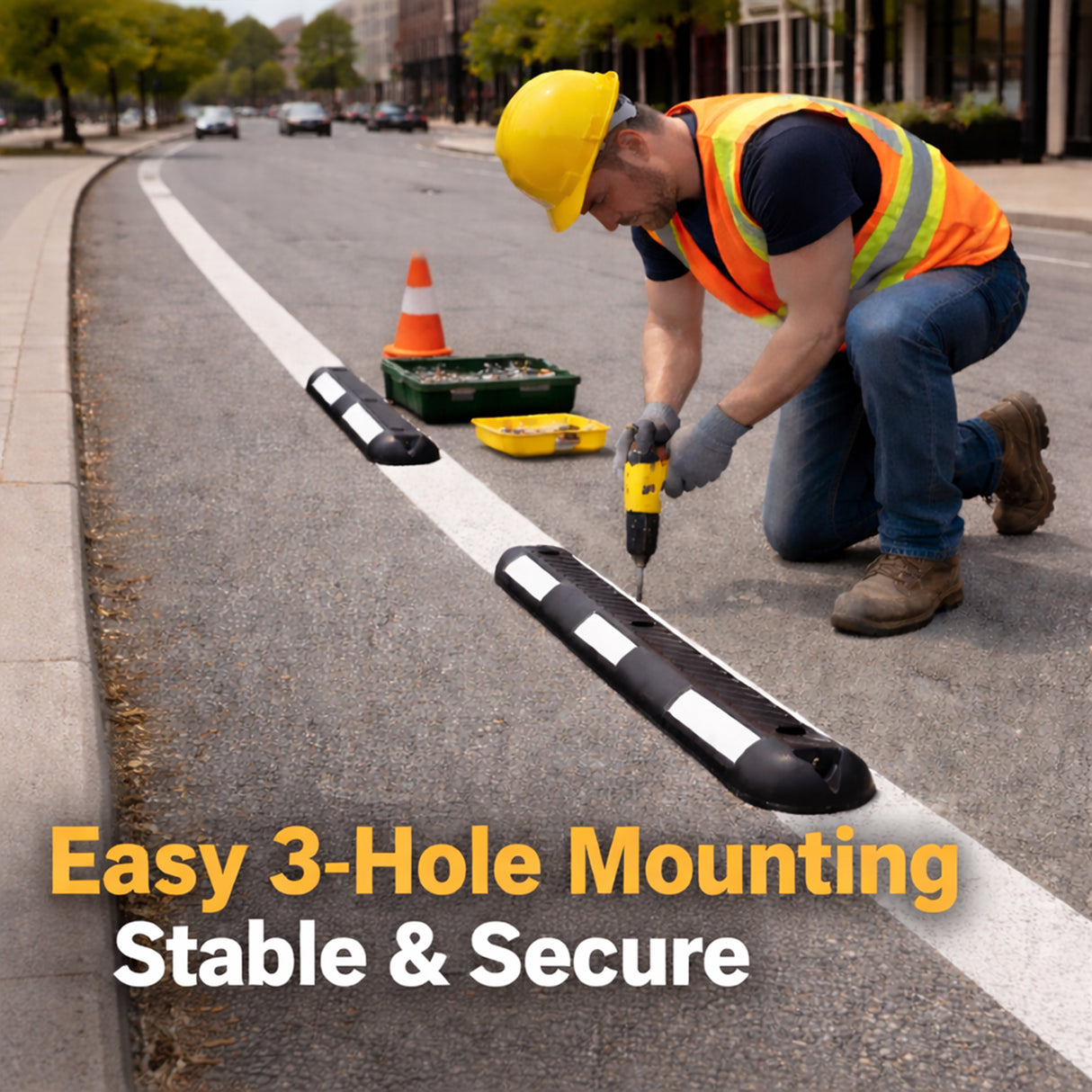 Bicycle Lane Separator - in use on site