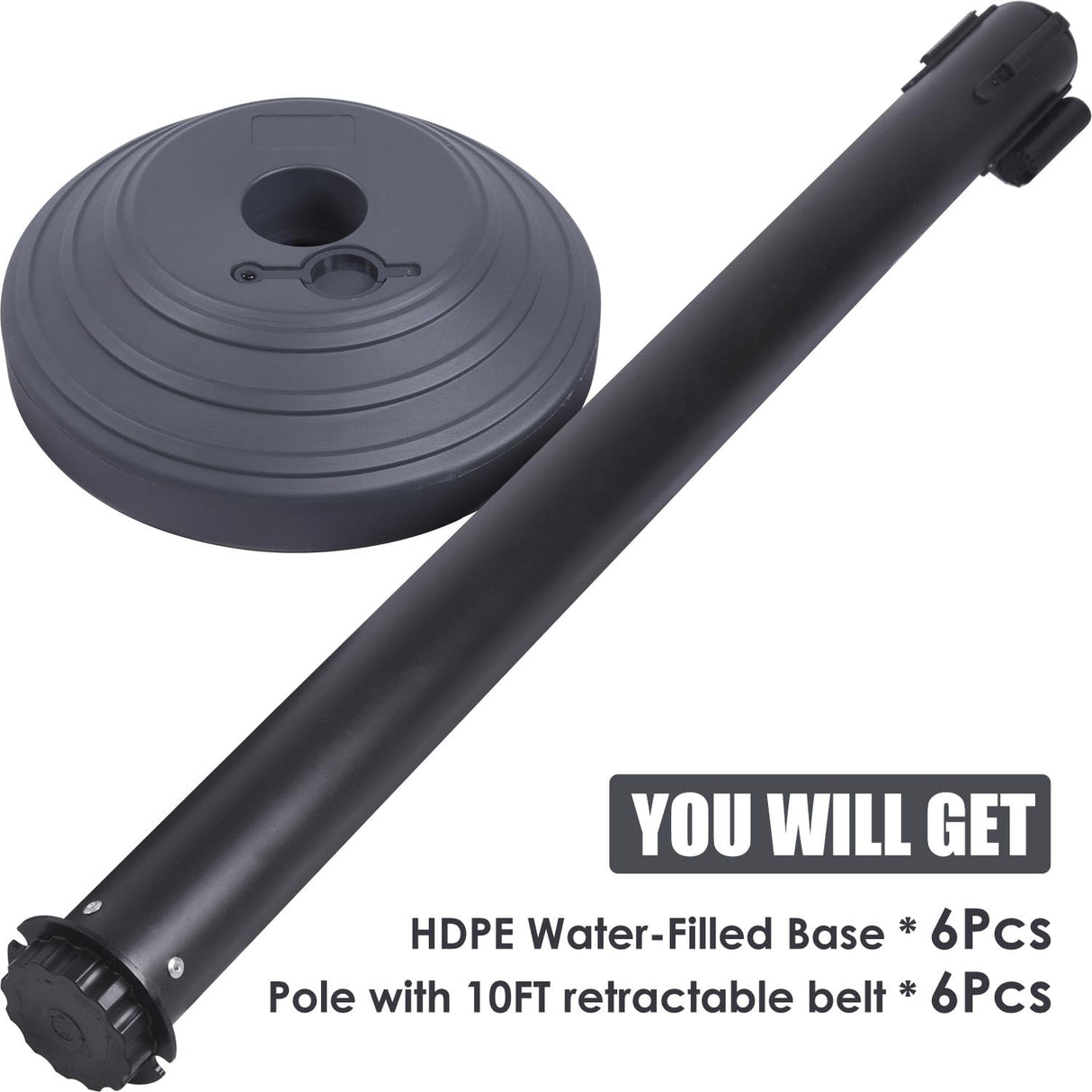Plastic Retractable Stanchion with 10 ft Black Belt