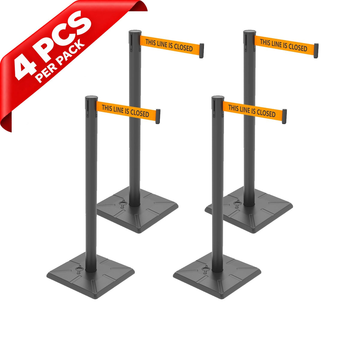10ft Retractable Belt Stanchion Barrier - top-down view