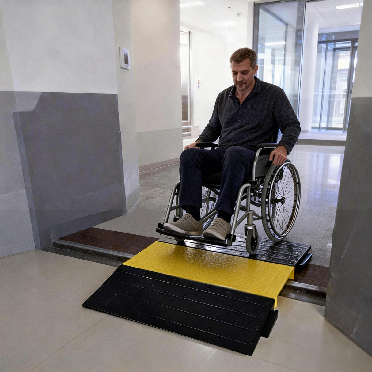 Threshold Bridge Ramp for Wheelchairs - with accessories