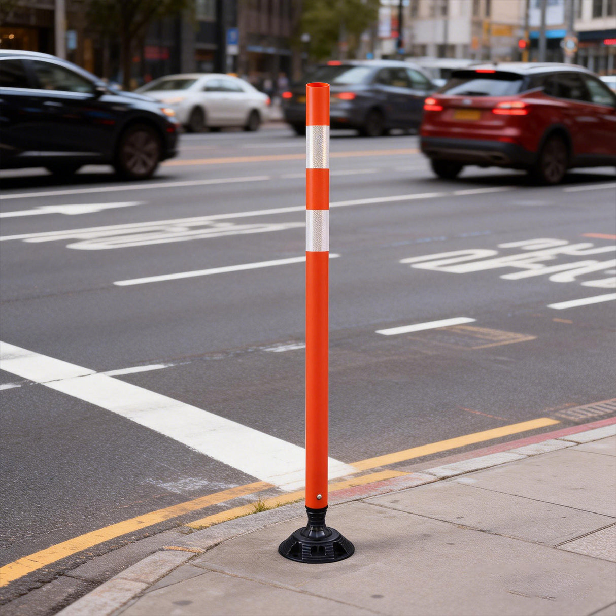 Flexible Surface Mount Delineator Post - Durable Traffic Safety Post for Parking Lots, Construction Zones, and Roadway Marking - Easy to Install, High Visibility, Impact-Resistant