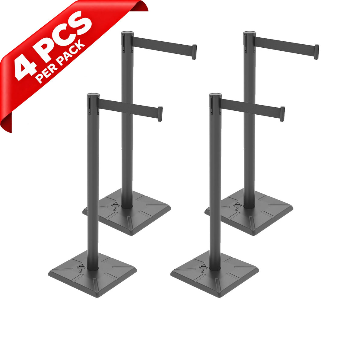 10ft Retractable Belt Stanchion Barrier - side angle