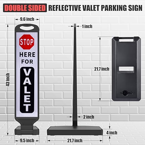 Valet Parking Sign with Water Filled Base