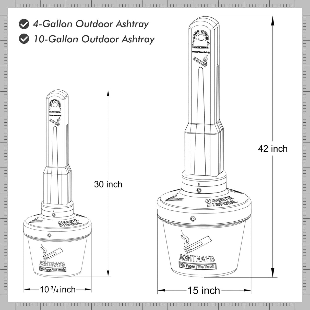 Outdoor AshTray Cigarette Butt Receptacle Disposal
