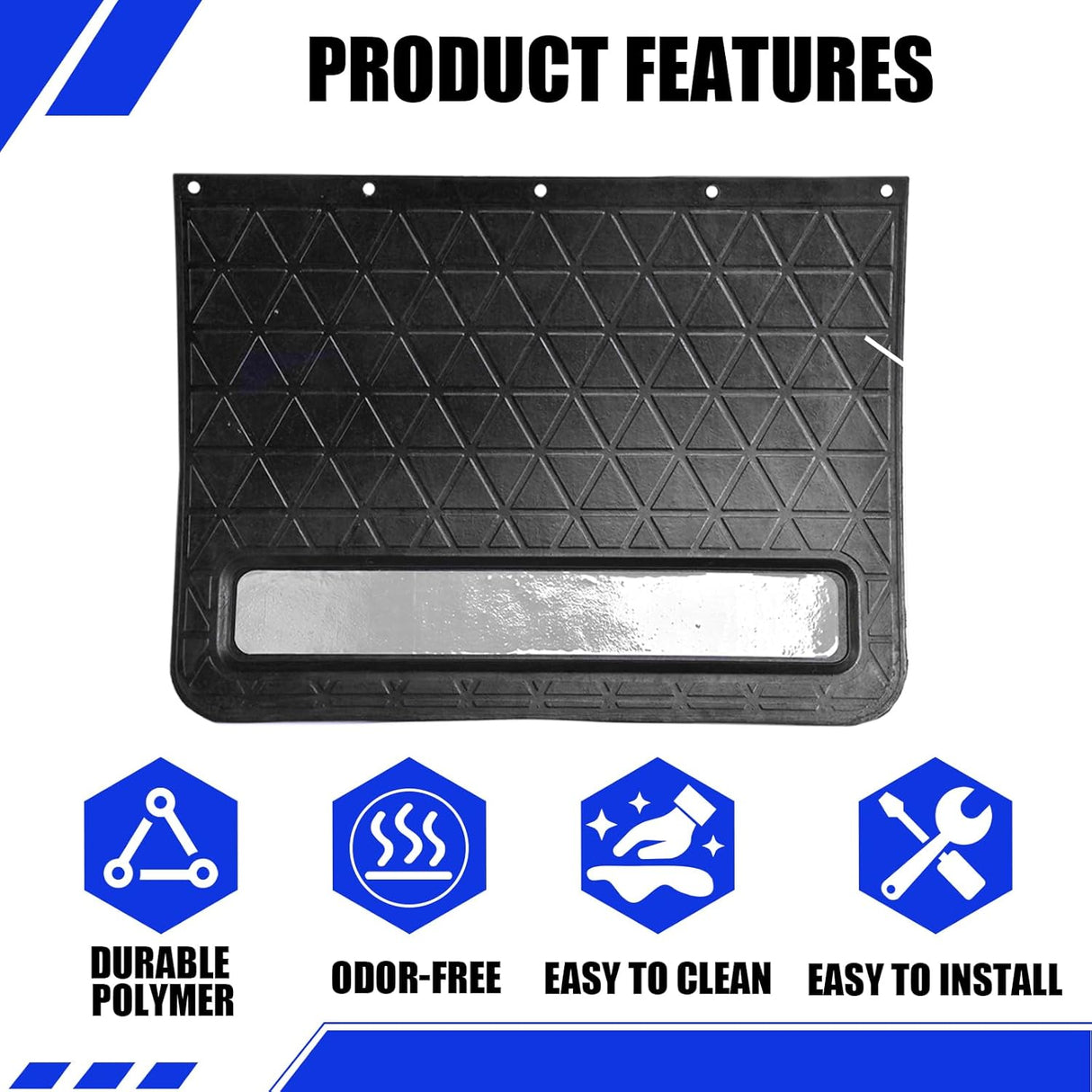 Rubber Mud Flap and Adjustable Hitch-Mounted System