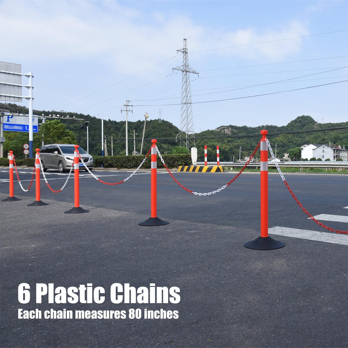 Delineator Post With Chain 6PCS