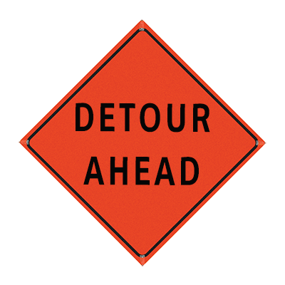 48" Reflective Orange Vinyl Roll-Up Sign