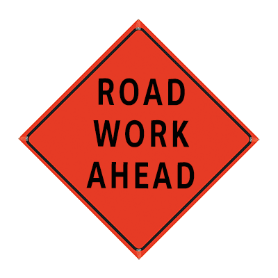 48" Reflective Orange Vinyl Roll-Up Sign