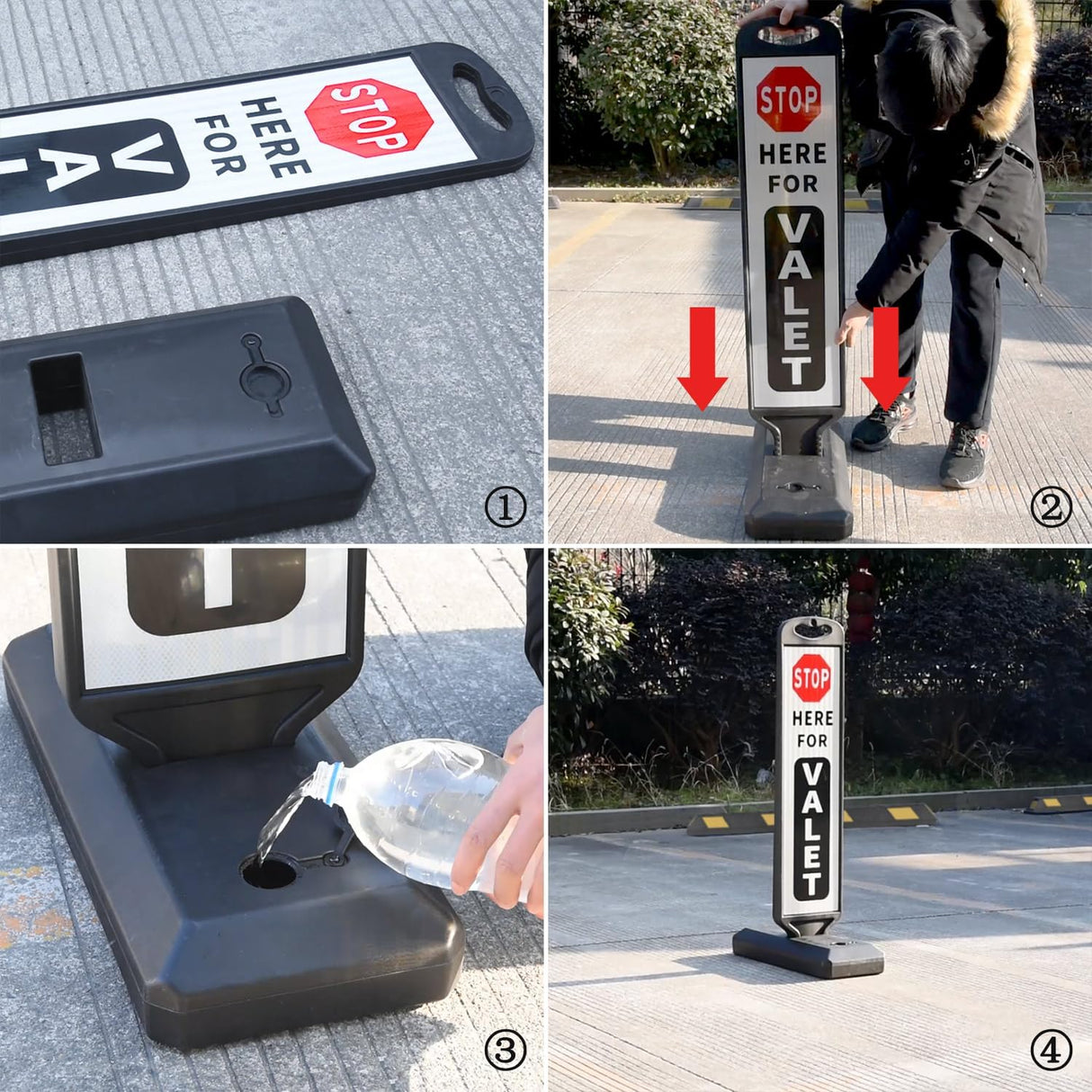 Valet Parking Sign with Water Filled Base