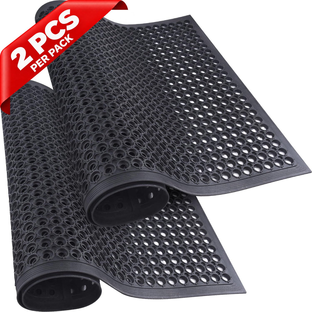 Rubber Anti-Slip Mat with Holes for Doorway Kitchen Bathroom Bar Outdoor - front view