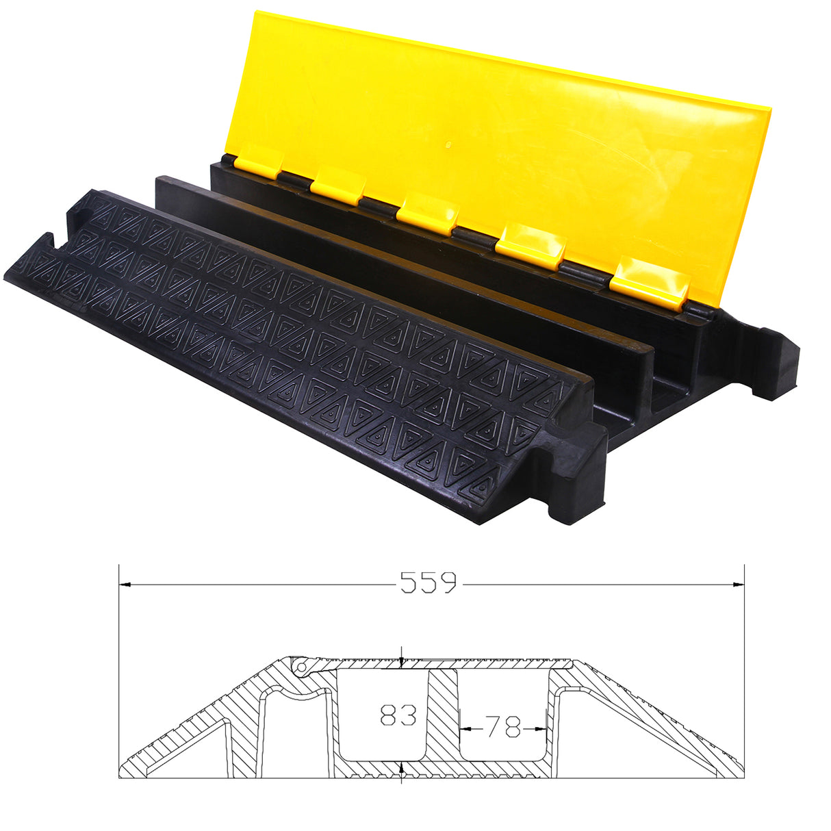 2,3,5-Channel Rubber Cable Protector Ramp with Extra Anti Slip Pattern