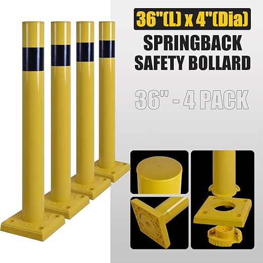 SpringBack Safety Bollard - 4 Pack (36"/42" H, 4" D)