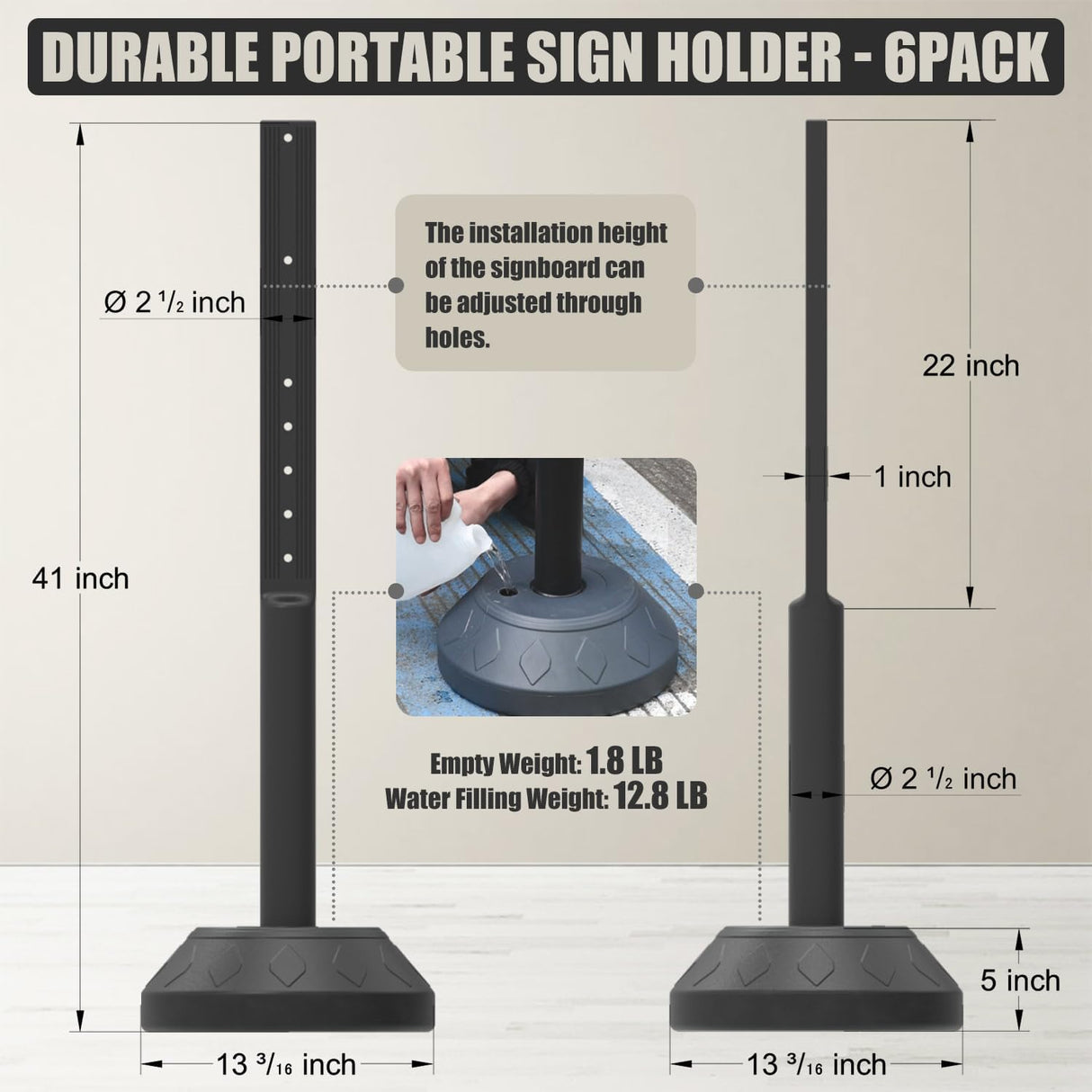 Portable Sign Holder with Water-Filled Base