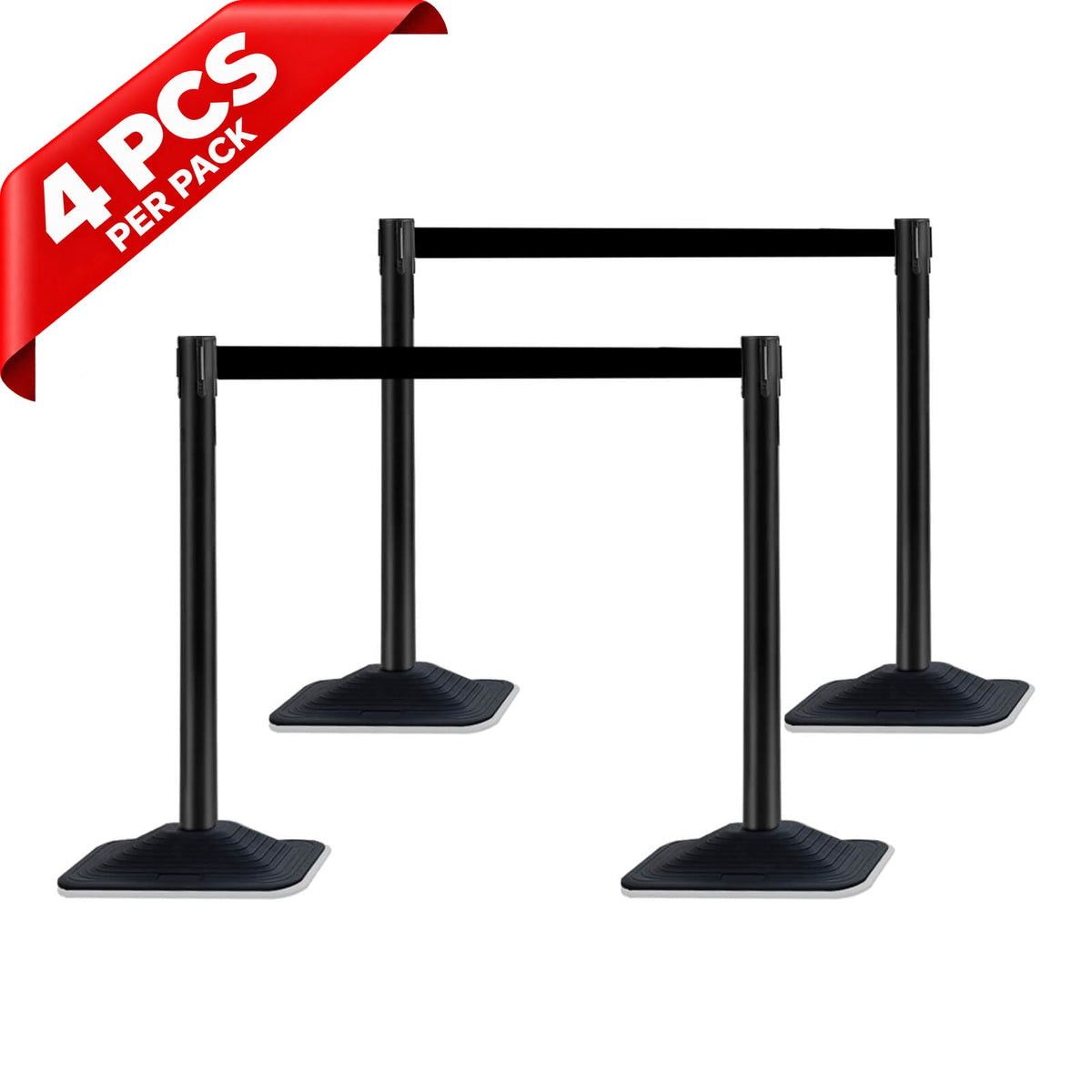 Plastic Retractable Stanchion with 10 ft Black Belt - close-up detail