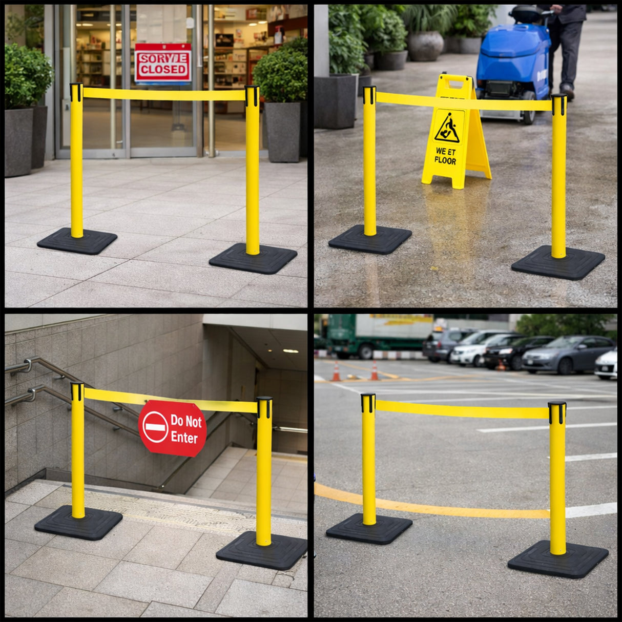 10ft Retractable Belt Stanchion Barrier - with accessories