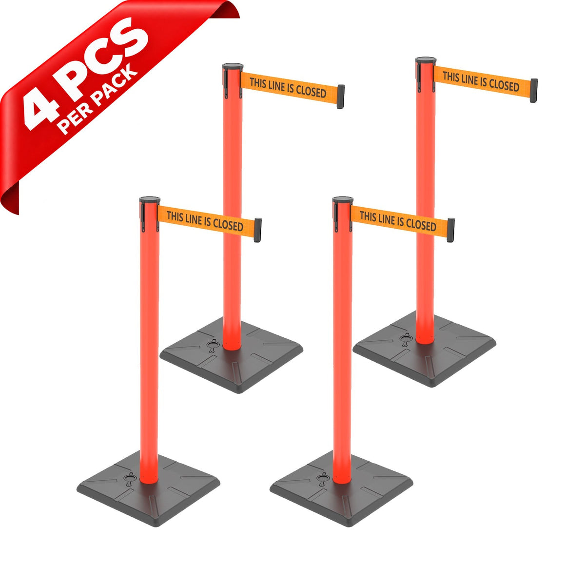 10ft Retractable Belt Stanchion Barrier - front view