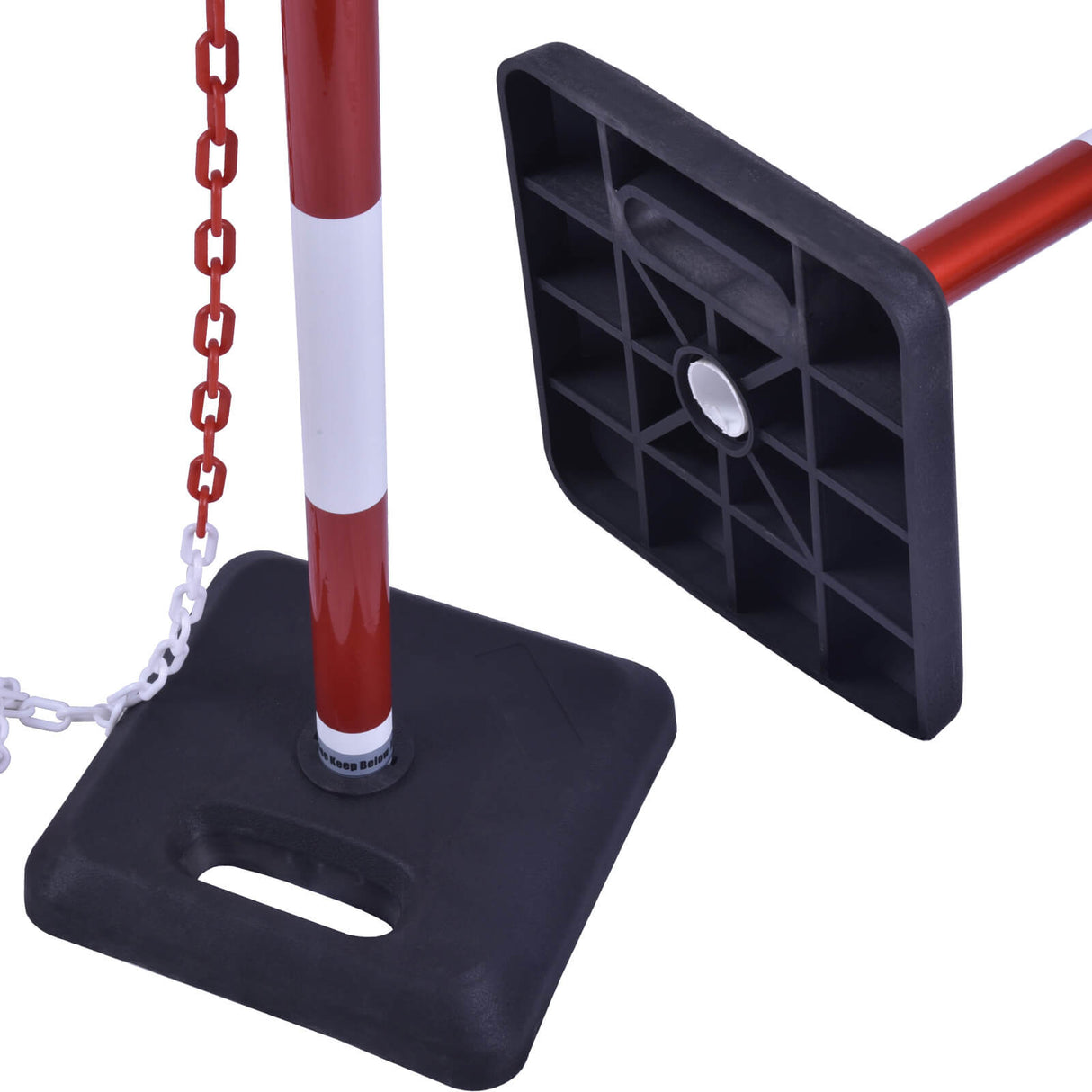 40" Delineator Post Cone with Rubber Base, 20ft Chains Traffic Barrier for Parking Lot,Road,Construction