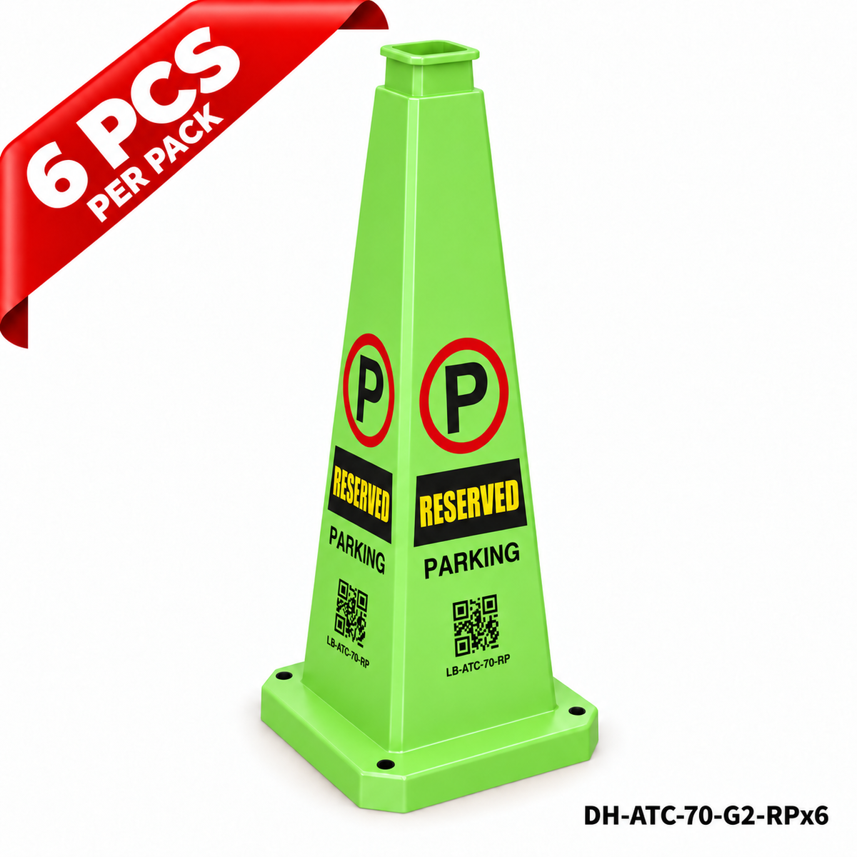 28Inch Green RESERVED PARKING Safety Caution Cone - 6PCS