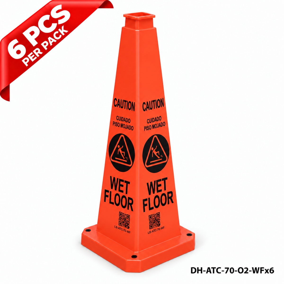 28Inch Orange WET FLOOR Safety Caution Cone - 6PCS