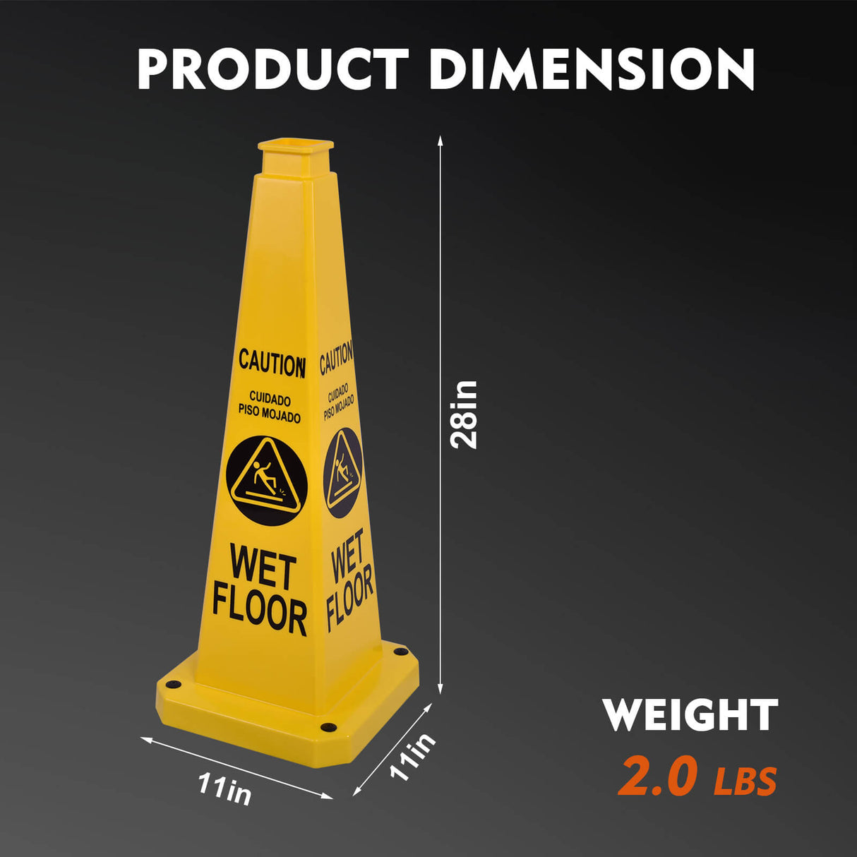 Heavy Duty 4-Sided Message Cone, Weather-Resistant for Outdoor Safety & Event Management