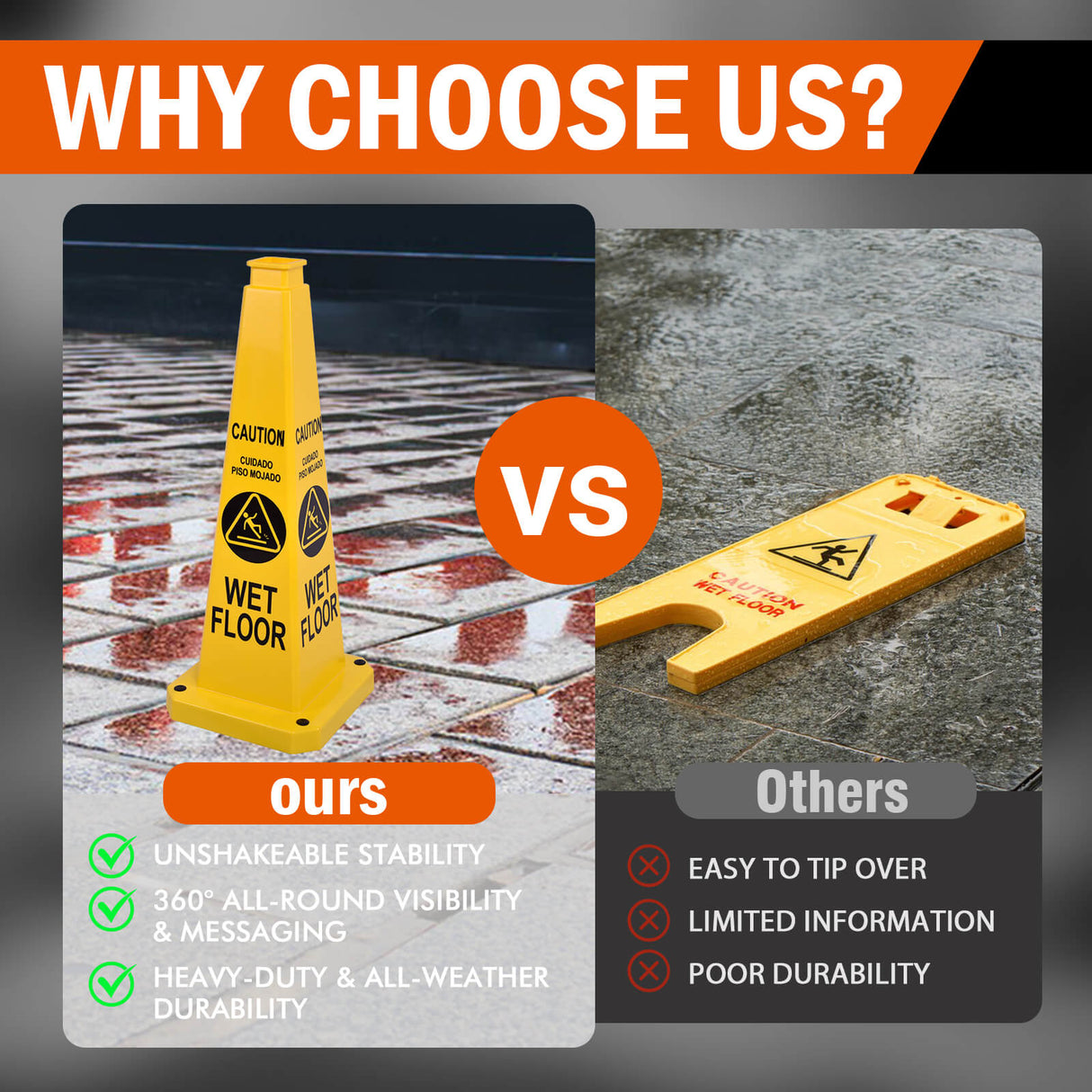 28Inch Safety Caution Cone with Handle