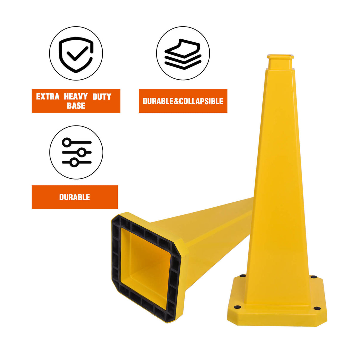 28/36Inch 4-Sided Message Cone, No Printing 6PCS