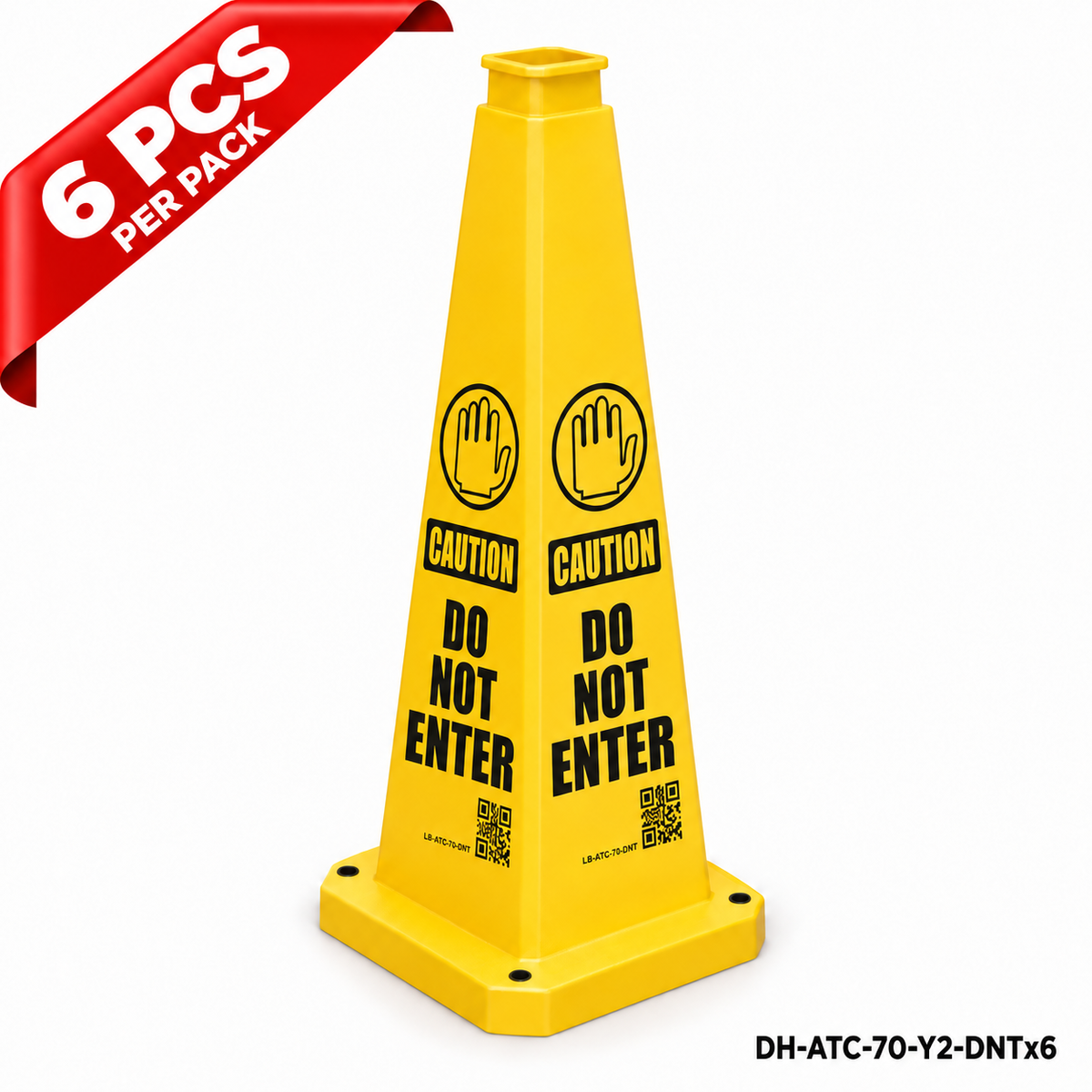 28Inch Yellow DO NOT ENTER Safety Caution Cone - 6PCS