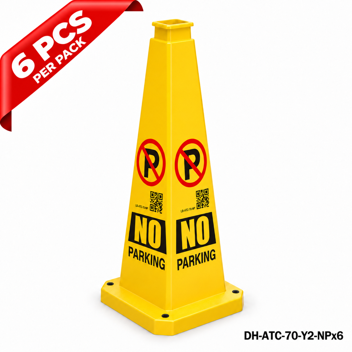 Yellow 28Inch No Parking Safety Caution Cone - 6PCS