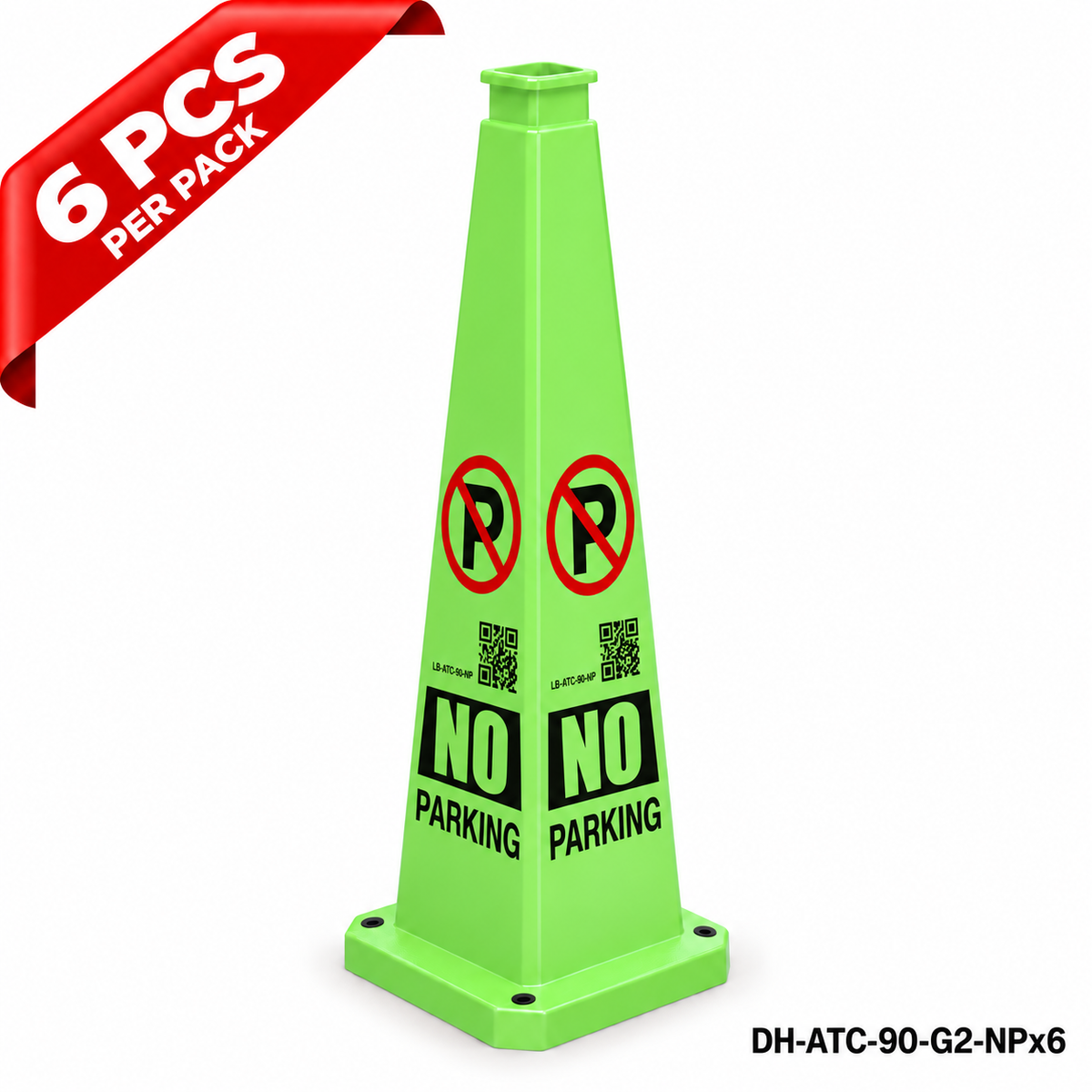 36Inch Green NO PARKING Safety Caution Cone - 6PCS