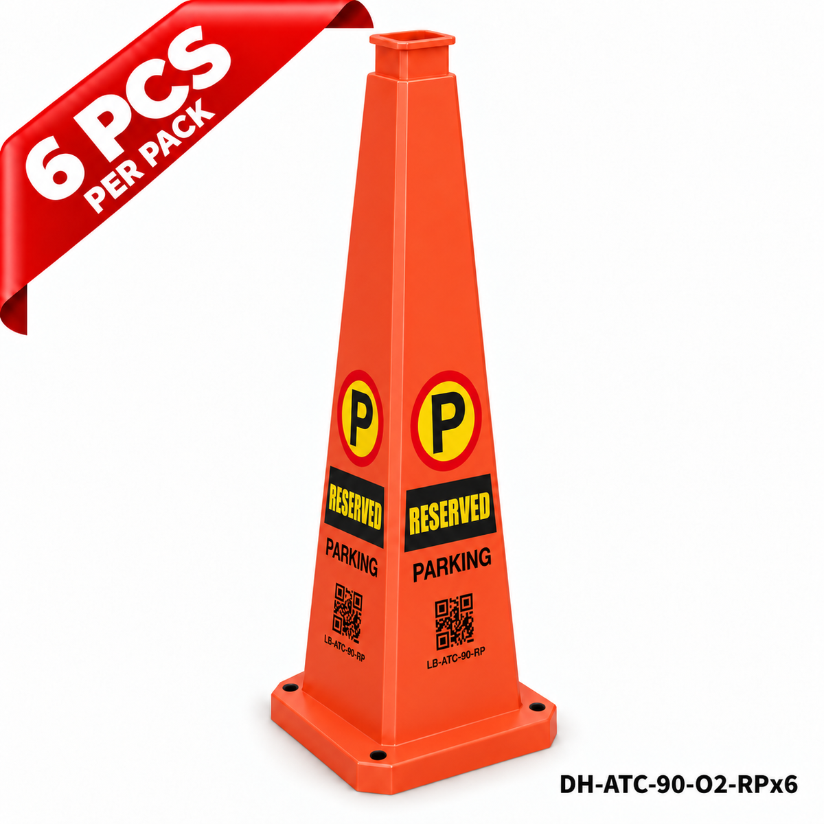 36Inch Orange RESERVED PARKING Safety Caution Cone - 6PCS