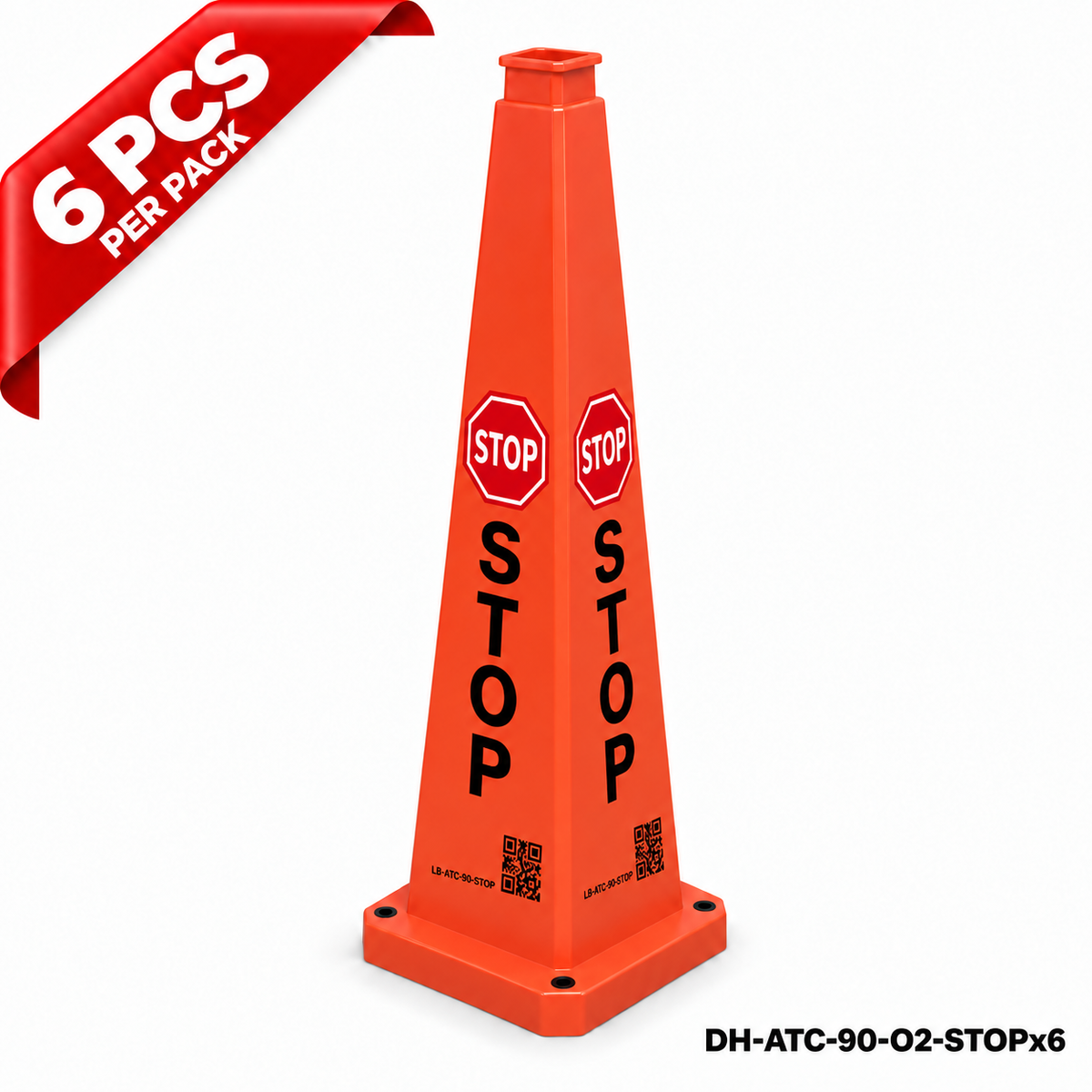 36Inch Orange STOP Safety Caution Cone - 6PCS