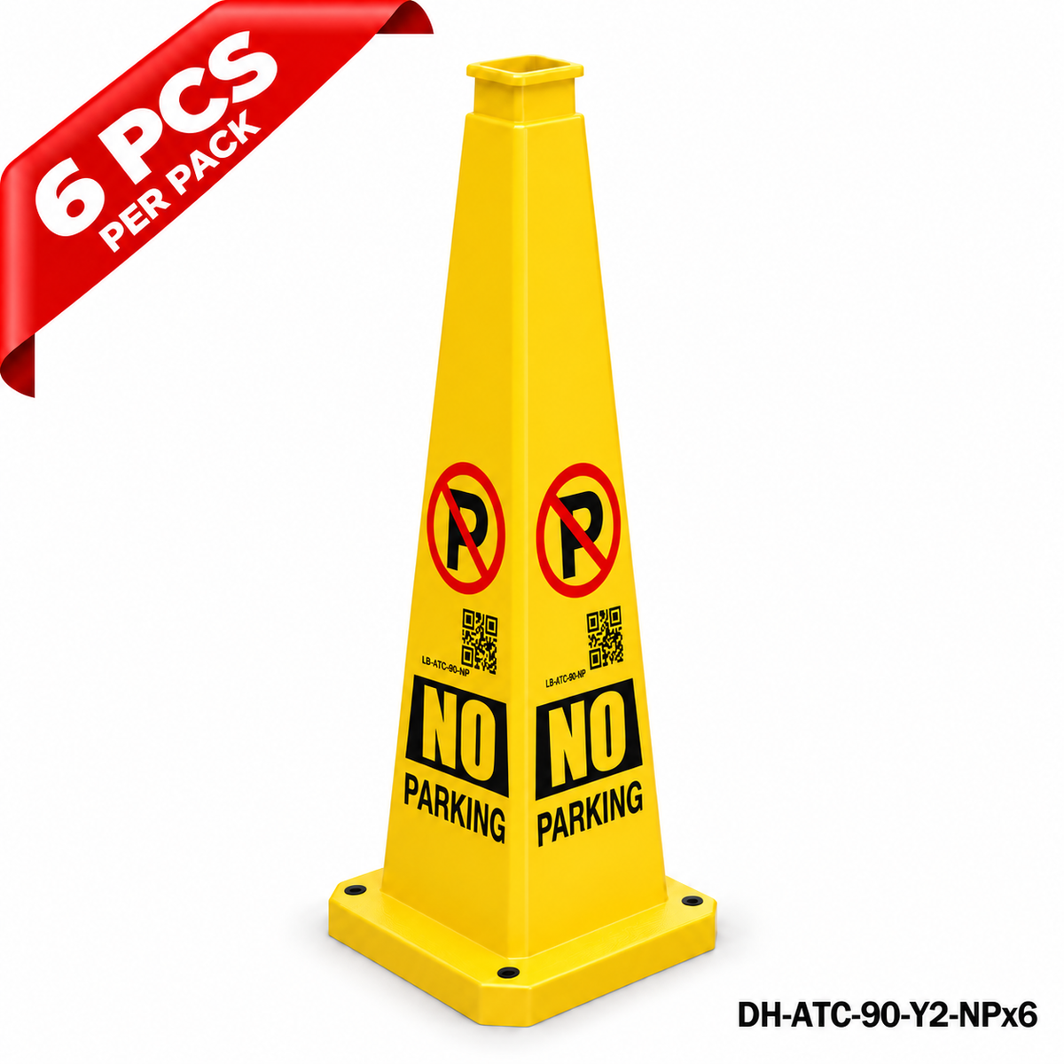 36Inch Yellow NO PARKING Safety Caution Cone - 6PCS