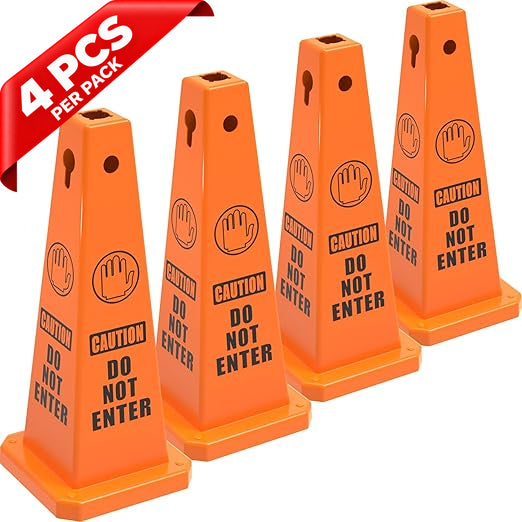 27Inch Caution Safety Cone - in use on site