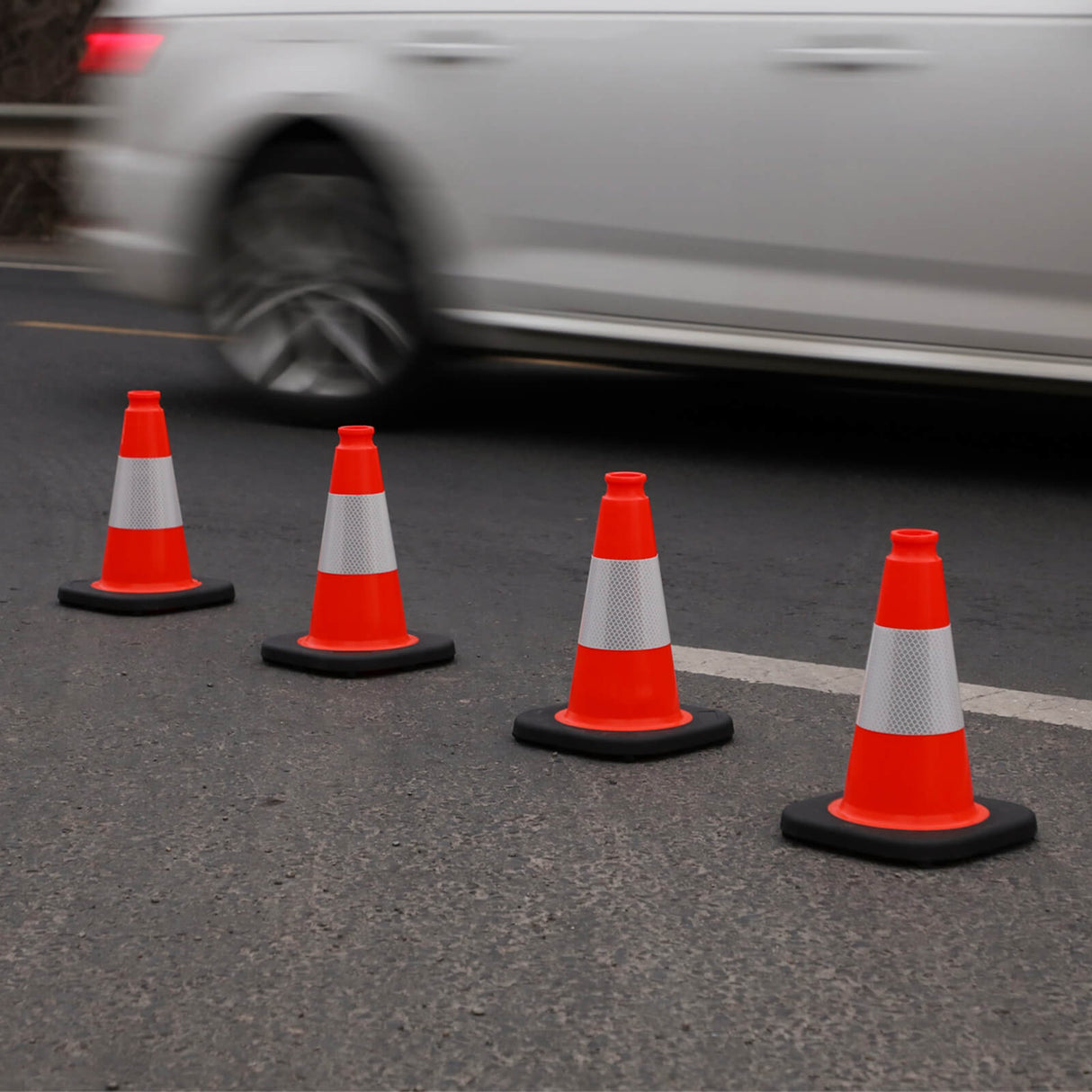 Heavy-Duty Traffic Cones 12/18/28/36 Inch, PVC Safety Cone with Reflective Stripe