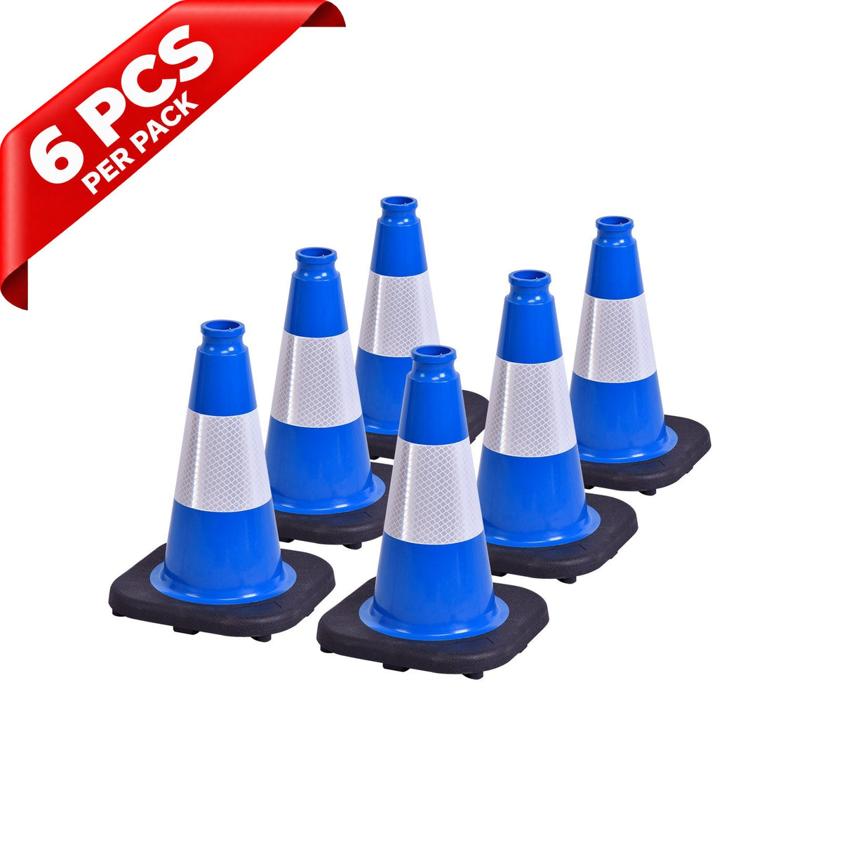 Heavy-Duty Black Base Traffic Cones with Reflective Stripe - material detail
