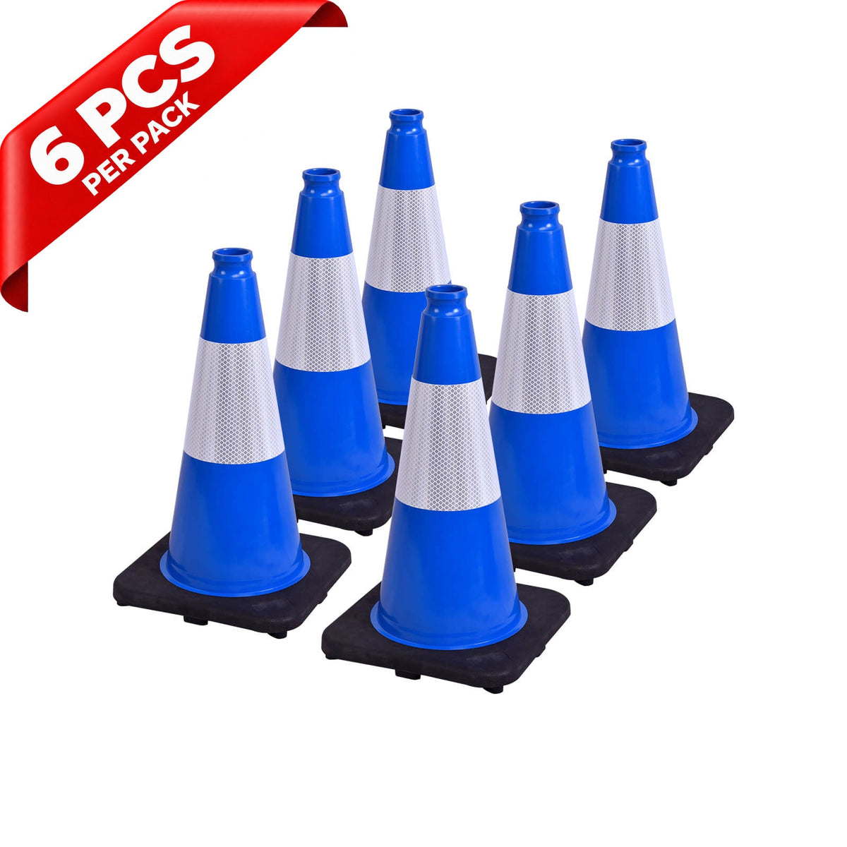 Heavy-Duty Black Base Traffic Cones with Reflective Stripe - material detail