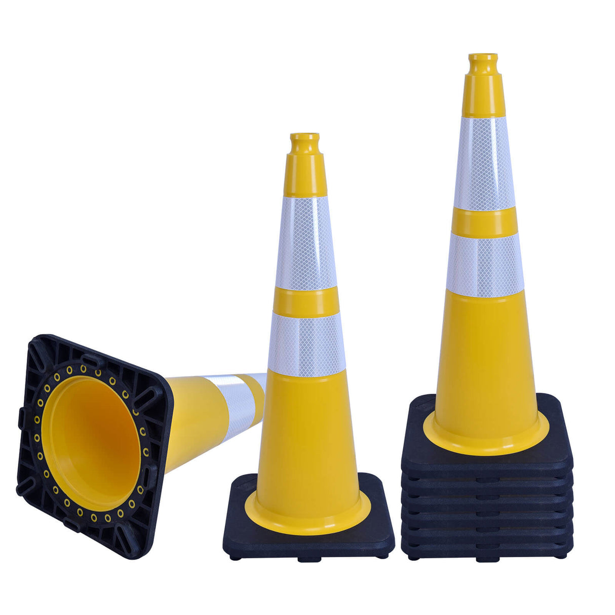 Heavy-Duty Traffic Cones 12/18/28/36 Inch, PVC Safety Cone with Reflective Stripe
