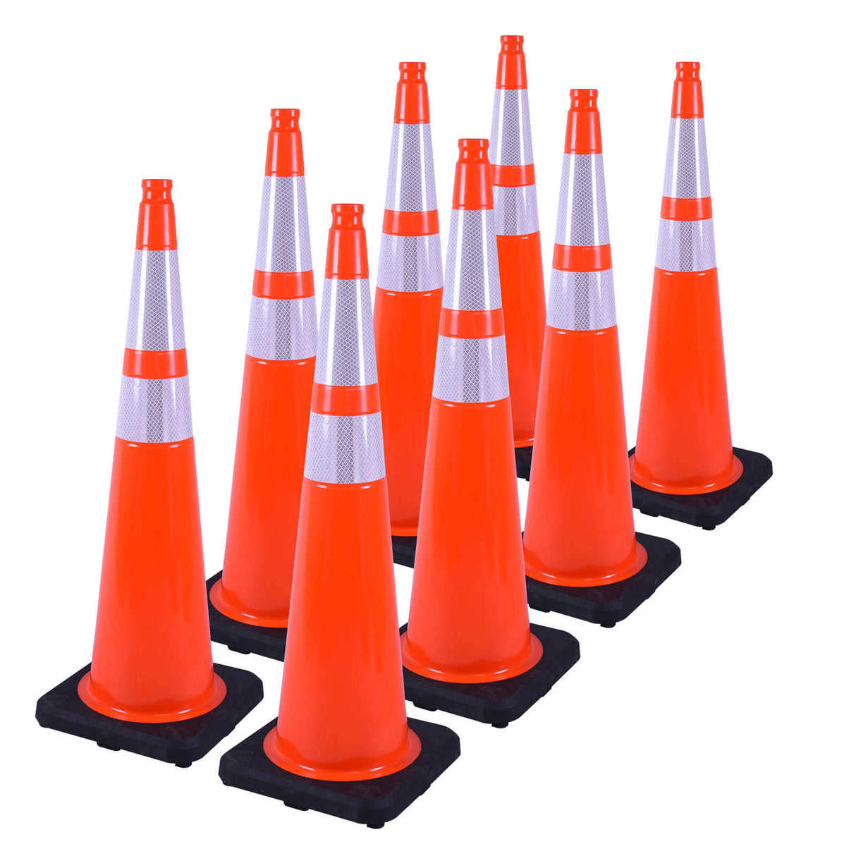 Heavy-Duty Traffic Cones 12/18/28/36 Inch, PVC Safety Cone with Reflective Stripe